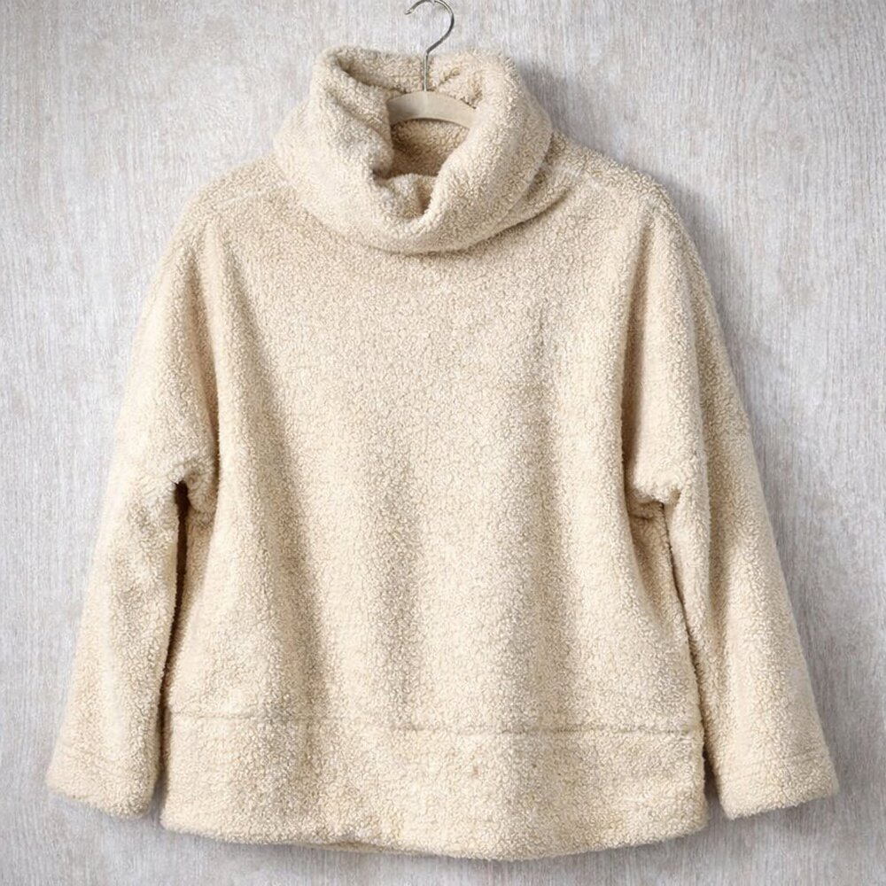 Tuckernuck Rollins Sherpa Pullover Tan Cowl Neck Cozy Luxe Chic M - Picture 2 of 8
